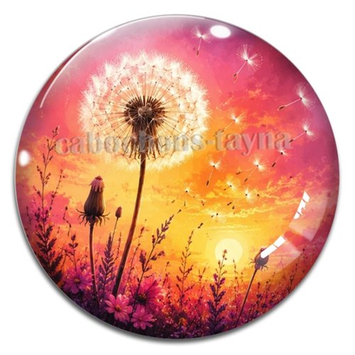 Cabochon pissenlit– résine ou verre – différentes tailles disponibles