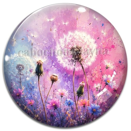 Cabochon pissenlit– résine ou verre – différentes tailles disponibles