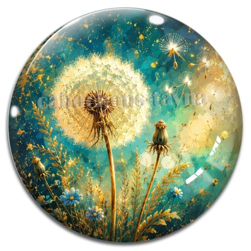 Cabochon pissenlit– résine ou verre – différentes tailles disponibles
