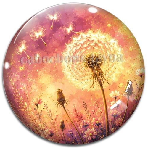 Cabochon pissenlit– résine ou verre – différentes tailles disponibles