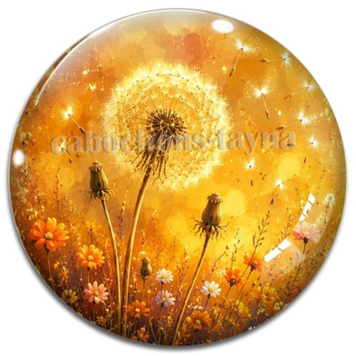 Cabochon pissenlit– résine ou verre – différentes tailles disponibles