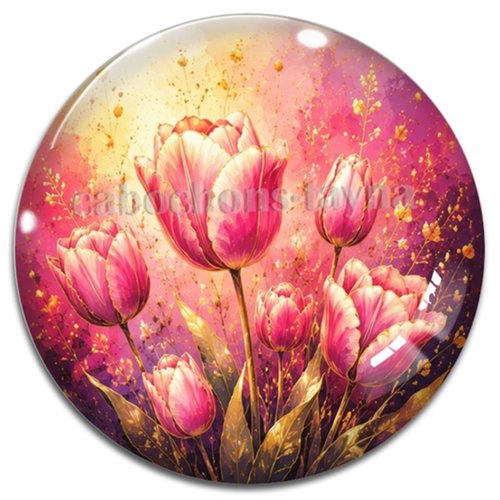 Cabochon tulipe– résine ou verre – différentes tailles disponibles