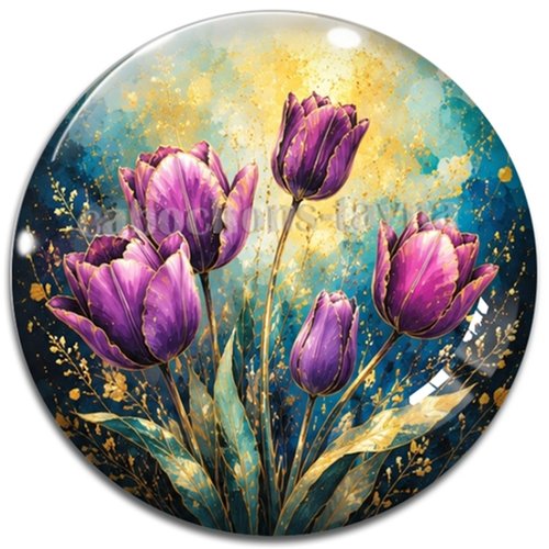 Cabochon tulipe– résine ou verre – différentes tailles disponibles
