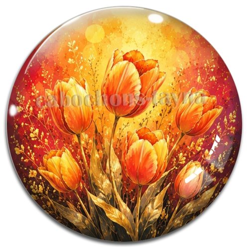Cabochon tulipe– résine ou verre – différentes tailles disponibles