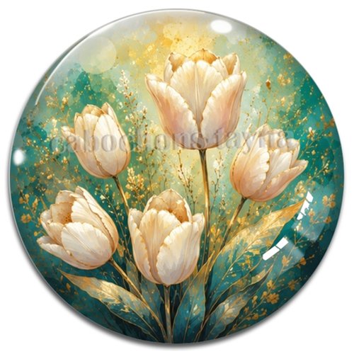 Cabochon tulipe– résine ou verre – différentes tailles disponibles