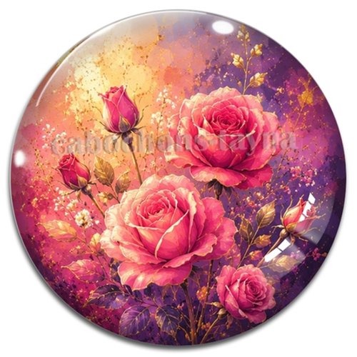 Cabochon rose– résine ou verre – différentes tailles disponibles