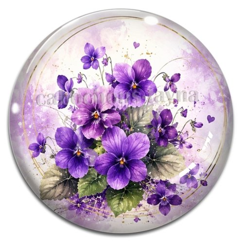 Cabochon violette– résine ou verre – différentes tailles disponibles