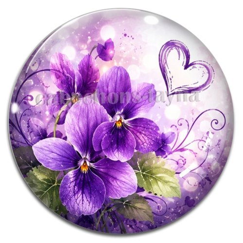 Cabochon violette– résine ou verre – différentes tailles disponibles