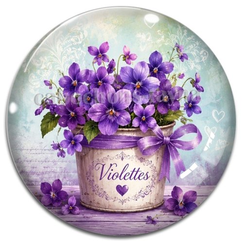 Cabochon violette– résine ou verre – différentes tailles disponibles
