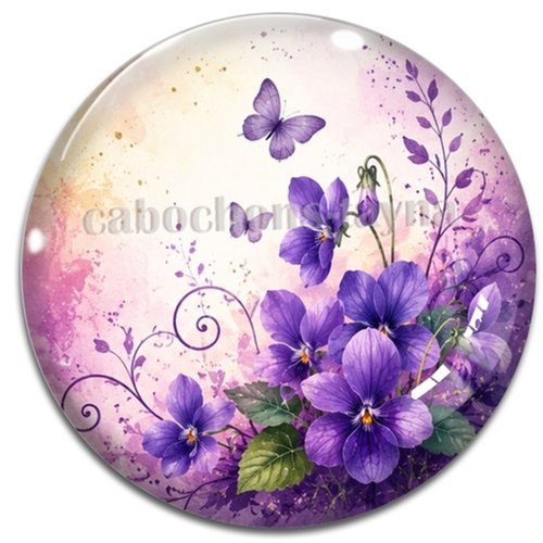 Cabochon violette– résine ou verre – différentes tailles disponibles