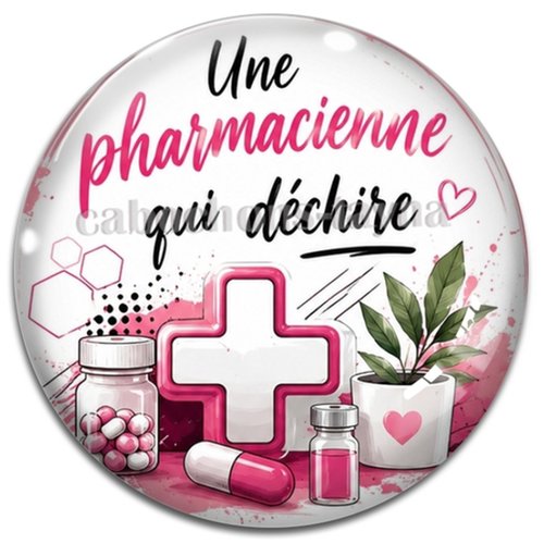 Cabochon une pharmacienne qui déchire– résine ou verre – différentes tailles disponibles
