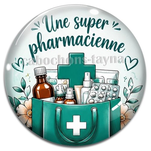 Cabochon une pharmacienne qui déchire– résine ou verre – différentes tailles disponibles