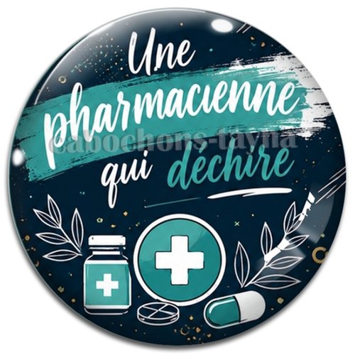 Cabochon une pharmacienne qui déchire– résine ou verre – différentes tailles disponibles