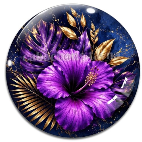 Cabochon fleur exotique – résine ou verre – différentes tailles disponibles