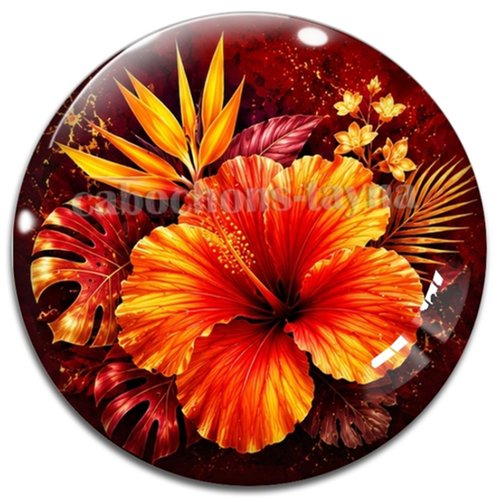 Cabochon fleur exotique – résine ou verre – différentes tailles disponibles