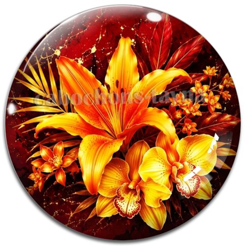 Cabochon fleur exotique – résine ou verre – différentes tailles disponibles