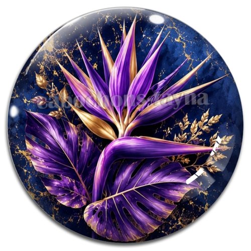 Cabochon fleur exotique – résine ou verre – différentes tailles disponibles