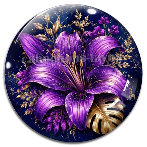 Cabochon fleur exotique – résine ou verre – différentes tailles disponibles