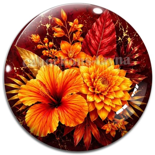Cabochon fleur exotique – résine ou verre – différentes tailles disponibles