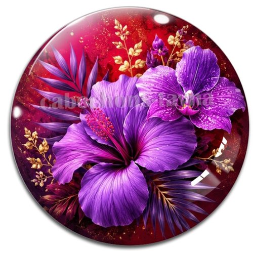 Cabochon fleur exotique – résine ou verre – différentes tailles disponibles