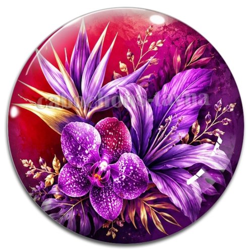 Cabochon fleur exotique – résine ou verre – différentes tailles disponibles