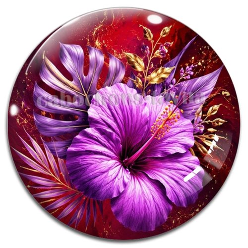 Cabochon fleur exotique – résine ou verre – différentes tailles disponibles