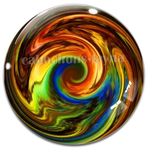 Cabochon spirale, résine ou verre rond différente taille