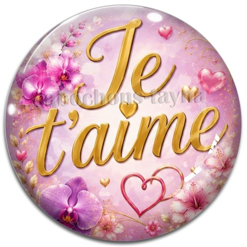 Cabochon je t'aime, résine ou verre rond différente taille