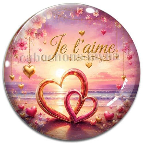 Cabochon je t'aime, résine ou verre rond différente taille