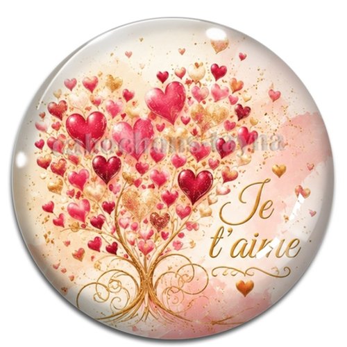 Cabochon je t'aime, résine ou verre rond différente taille