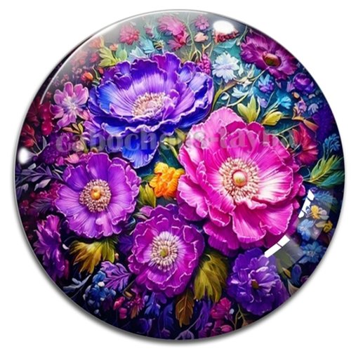 Cabochon fleurs, résine ou verre rond différente taille