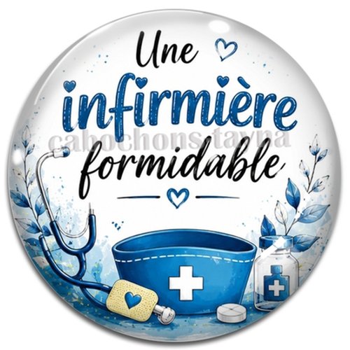 Cabochon une infirmière formidable, résine ou verre rond différente taille
