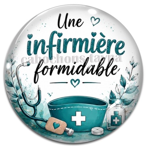 Cabochon une infirmière formidable, résine ou verre rond différente taille