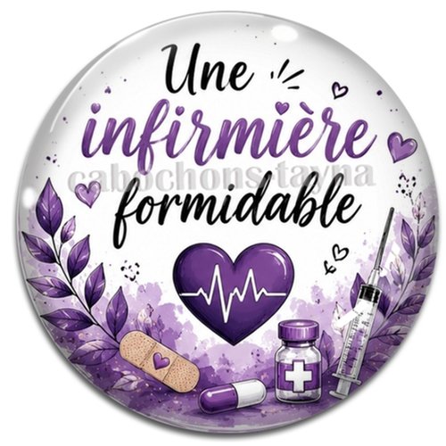 Cabochon une infirmière formidable, résine ou verre rond différente taille