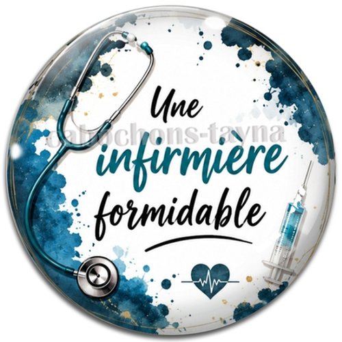 Cabochon une infirmière formidable, résine ou verre rond différente taille