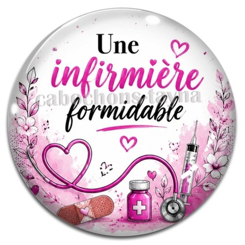 Cabochon une infirmière formidable, résine ou verre rond différente taille