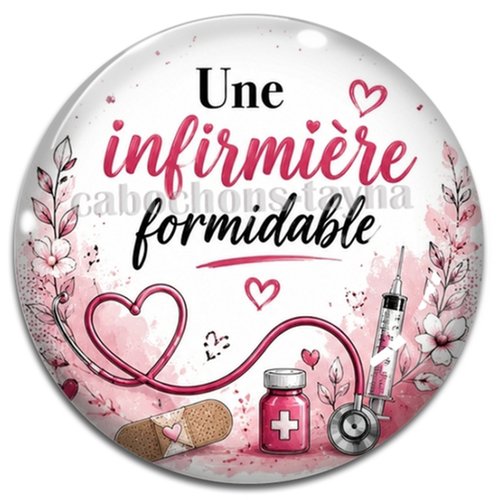Cabochon une infirmière formidable, résine ou verre rond différente taille