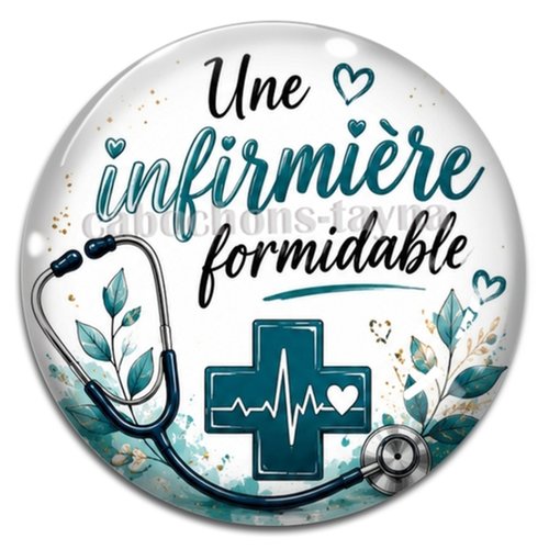 Cabochon une infirmière formidable, résine ou verre rond différente taille