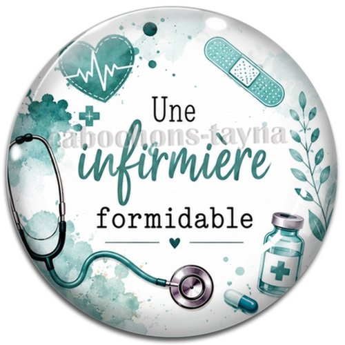Cabochon une infirmière formidable, résine ou verre rond différente taille