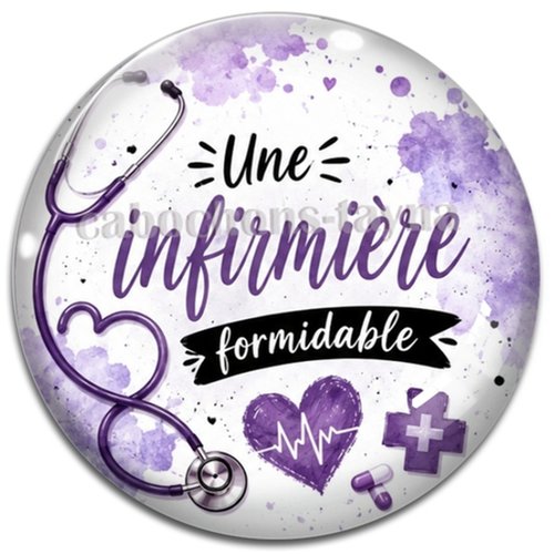 Cabochon une infirmière formidable, résine ou verre rond différente taille