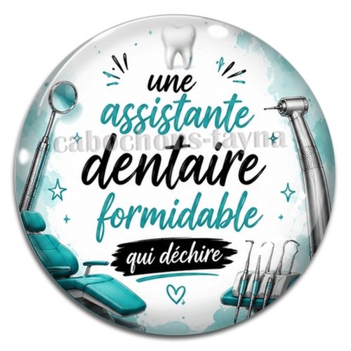 Cabochon une assistante dentaire formidable qui déchire, résine ou verre rond différente taille