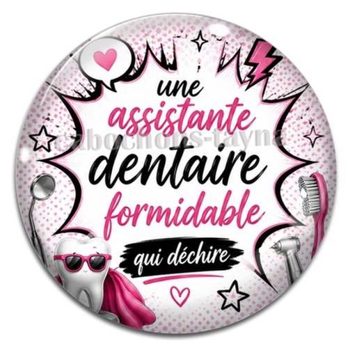 Cabochon une assistante dentaire formidable qui déchire, résine ou verre rond différente taille