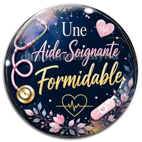 Cabochon une aide soignante formidable, résine ou verre rond différente taille