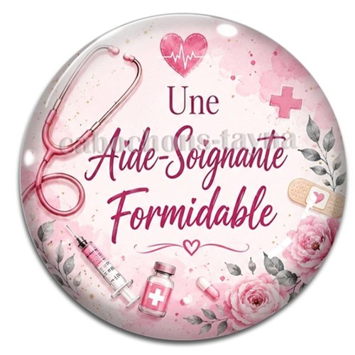 Cabochon une aide soignante formidable, résine ou verre rond différente taille