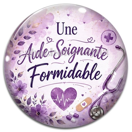 Cabochon une aide soignante formidable, résine ou verre rond différente taille