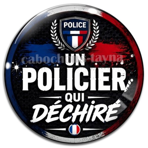 Cabochon un policier qui déchire, résine ou verre rond différente taille