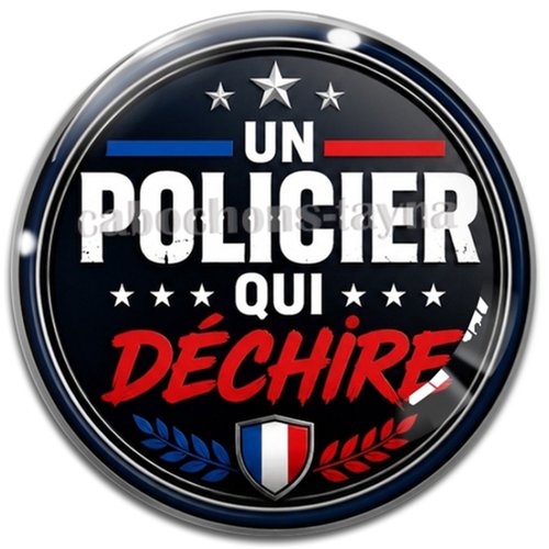 Cabochon un policier qui déchire, résine ou verre rond différente taille