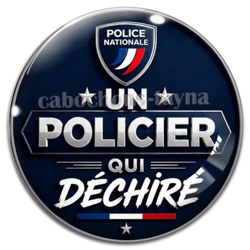 Cabochon un policier qui déchire, résine ou verre rond différente taille