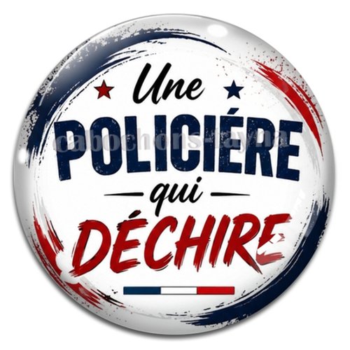 Cabochon une policière qui déchiree, résine ou verre rond différente taille