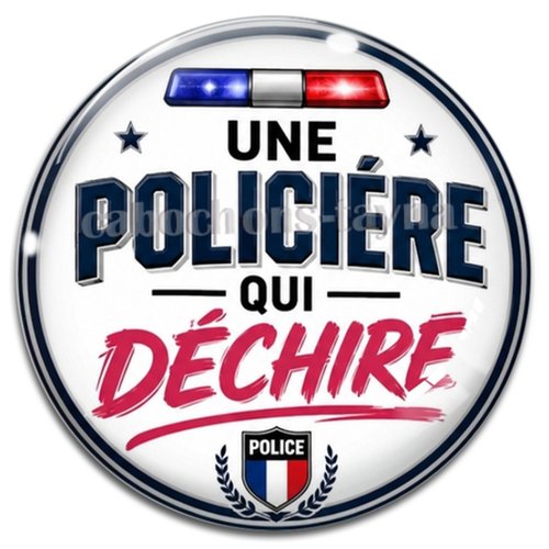 Cabochon une policière qui déchiree, résine ou verre rond différente taille